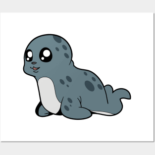 Kawaii grey seal Posters and Art